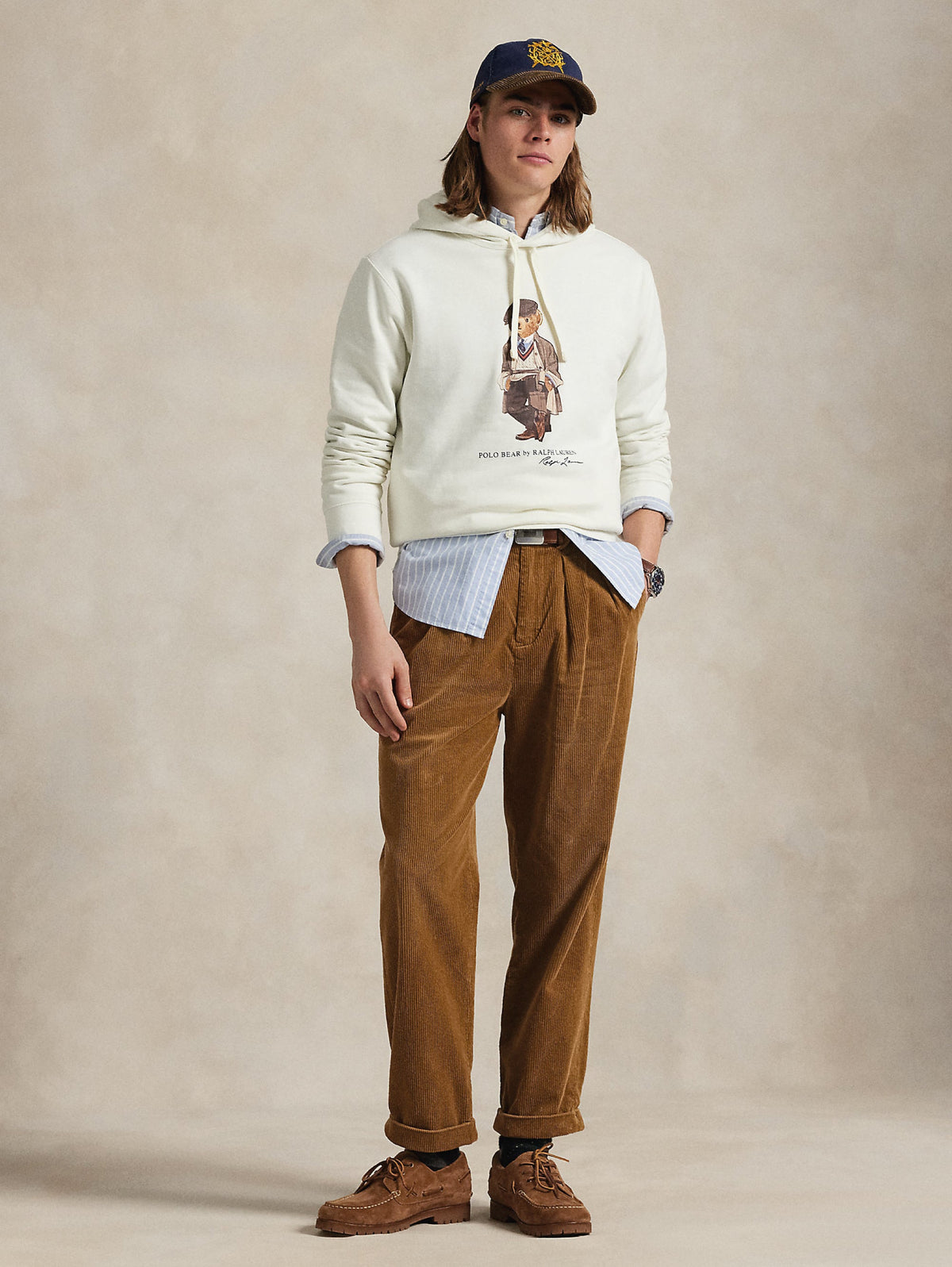 2026 New Arrival Felpa con Cappuccio e Polo Bear Stampato Bianco