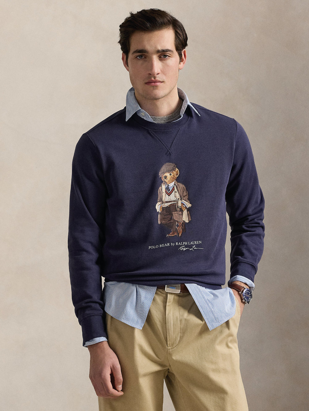 2026 New Arrival Felpa con Polo Bear Stampato Blu