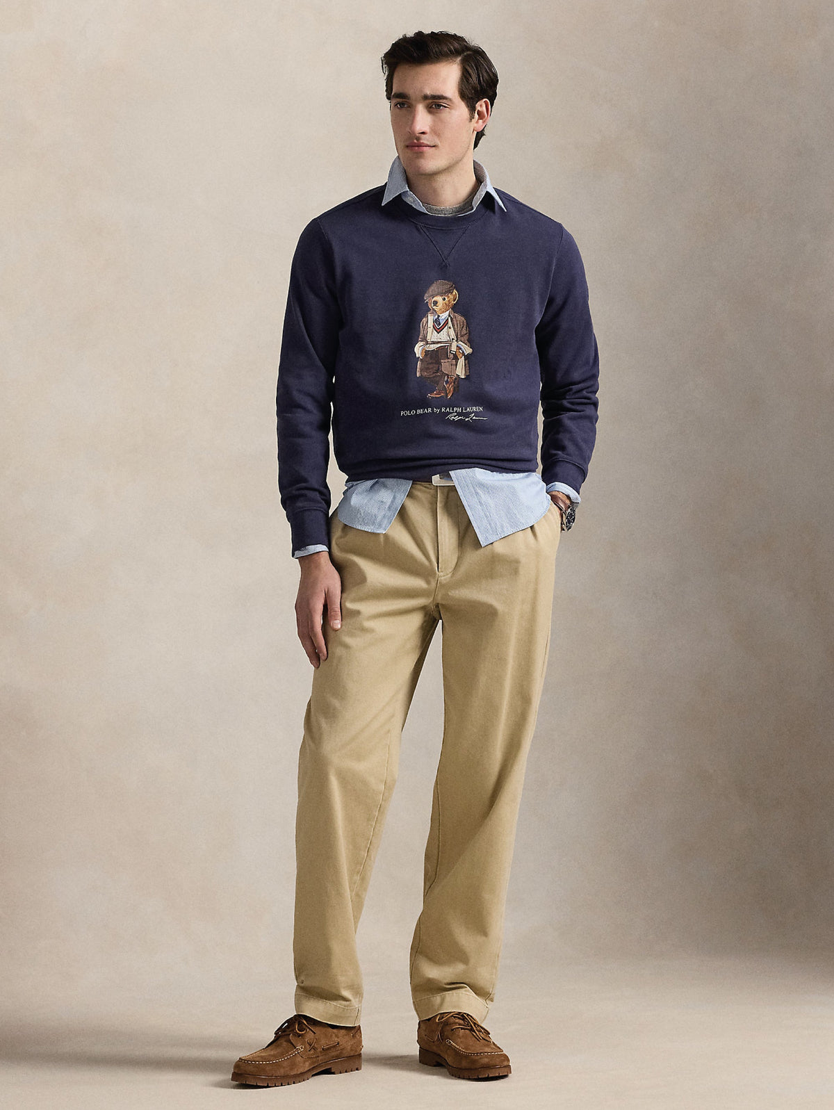 2026 New Arrival Felpa con Polo Bear Stampato Blu
