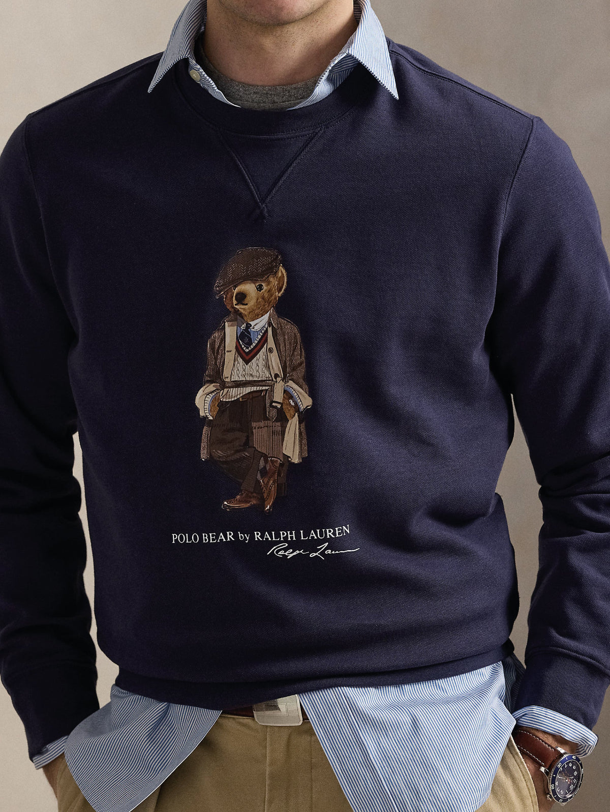2026 New Arrival Felpa con Polo Bear Stampato Blu