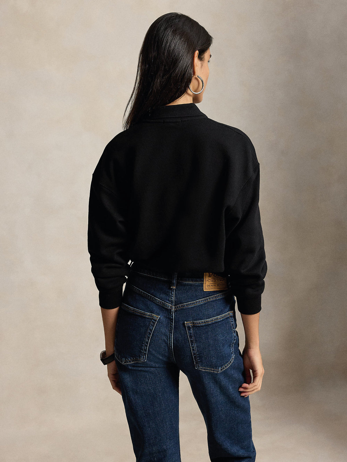 2026 New Arrival Felpa Collo Polo con Bottoni Nera