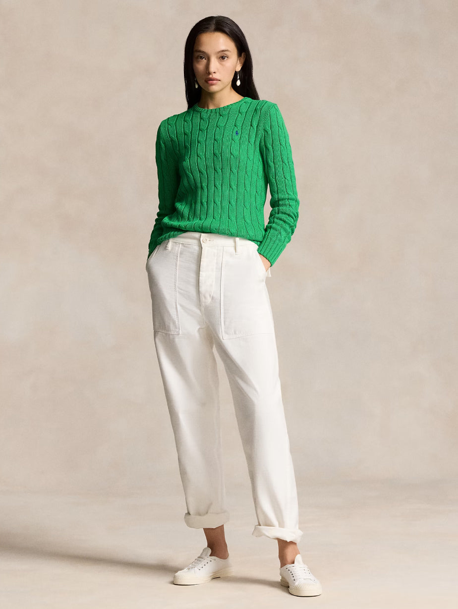 2026 New Arrival Maglia a Trecce in Cotone Verde Preppy