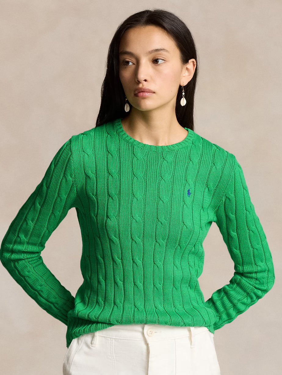 2026 New Arrival Maglia a Trecce in Cotone Verde Preppy