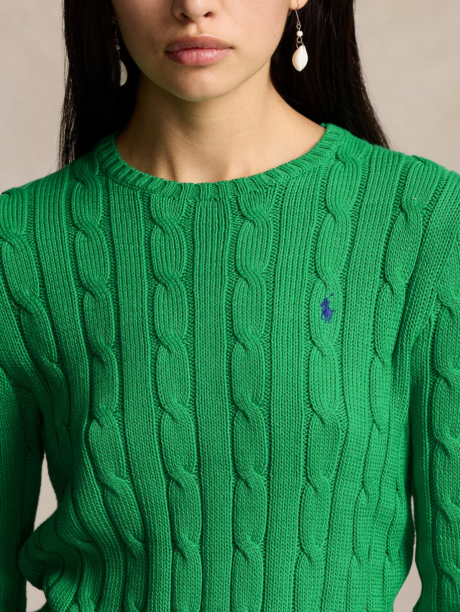 2026 New Arrival Maglia a Trecce in Cotone Verde Preppy