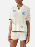 2026 New Arrival Polo in Maglia Traforata con Patch Bianco