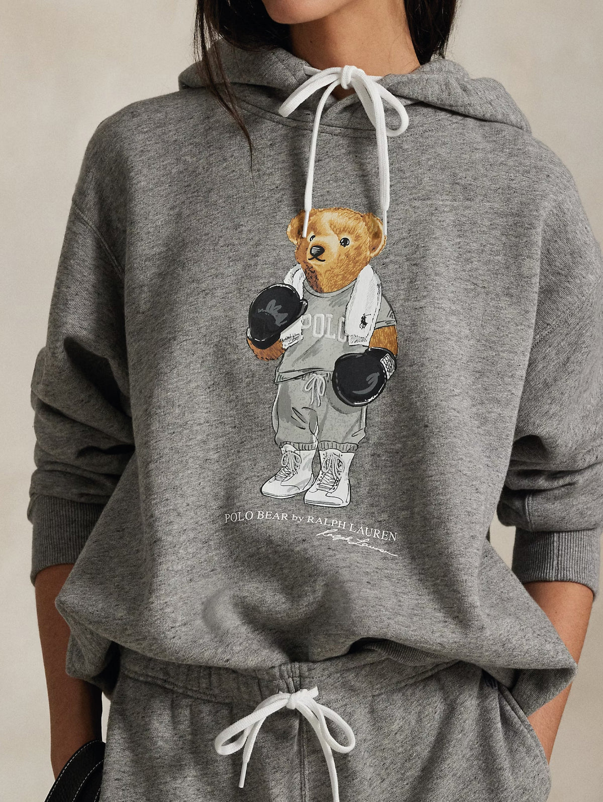 2026 New Arrival Felpa con Cappuccio con Stampa Polo Bear Grigio