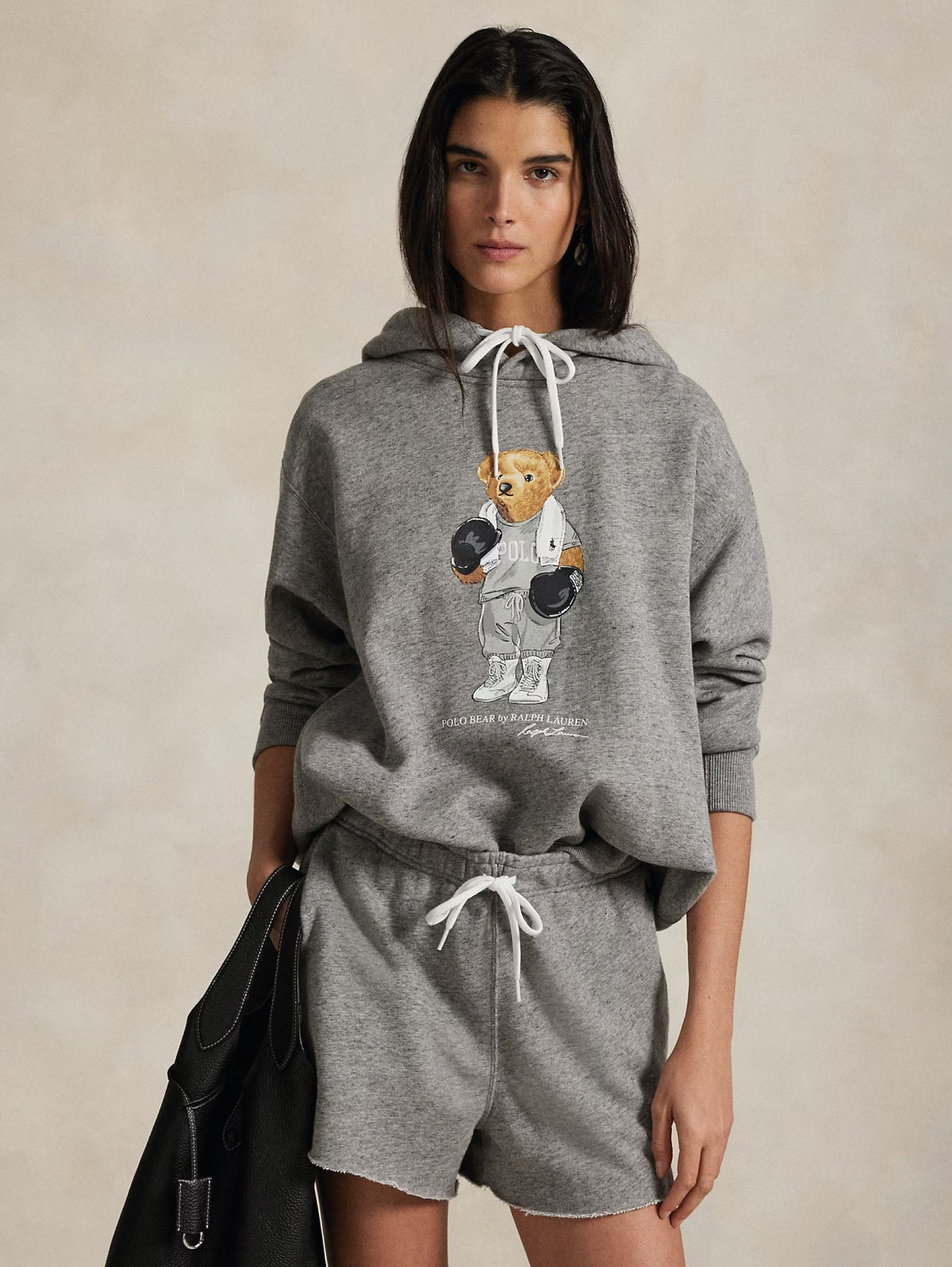 2026 New Arrival Felpa con Cappuccio con Stampa Polo Bear Grigio