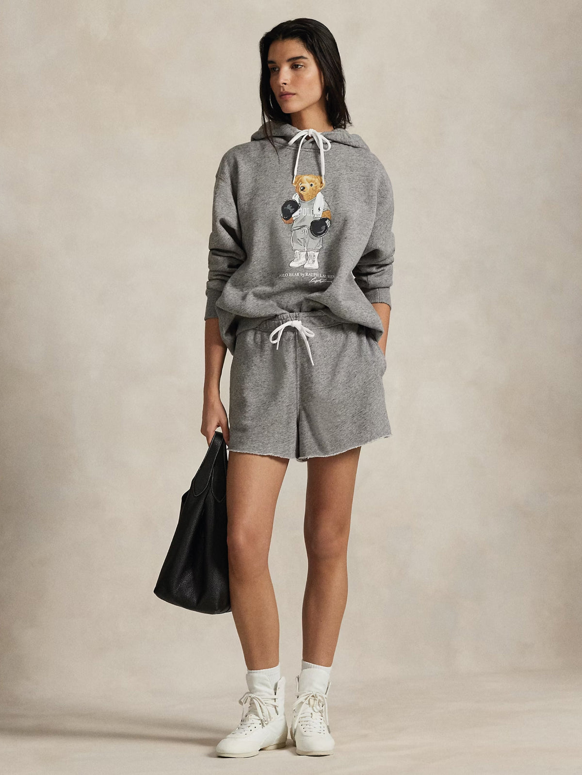 2026 New Arrival Felpa con Cappuccio con Stampa Polo Bear Grigio