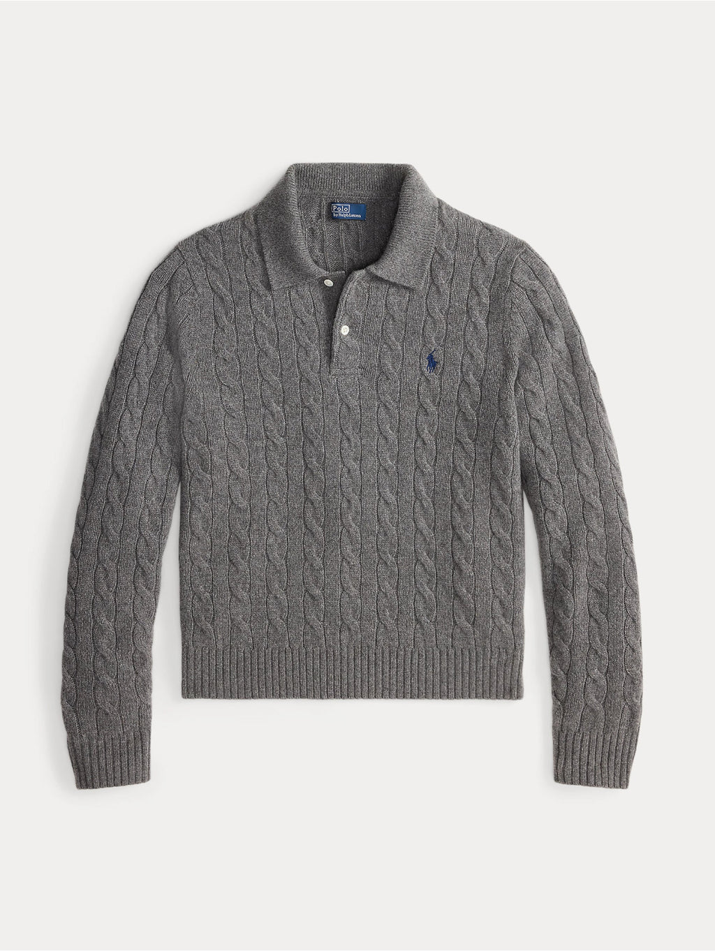 2026 New Arrival Maglia Polo a Trecce in Lana e Cashmere Grigio