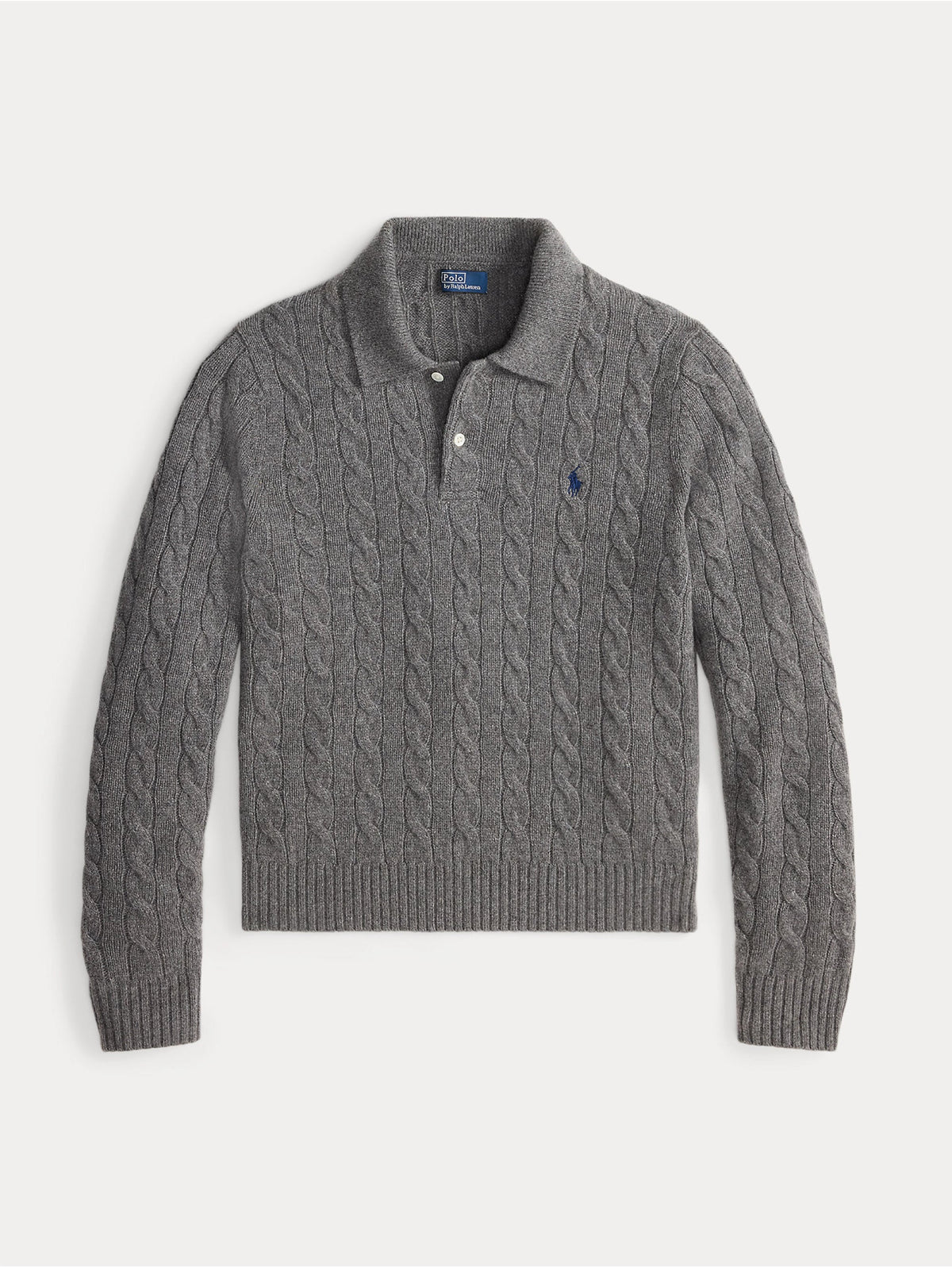 2026 New Arrival Maglia Polo a Trecce in Lana e Cashmere Grigio