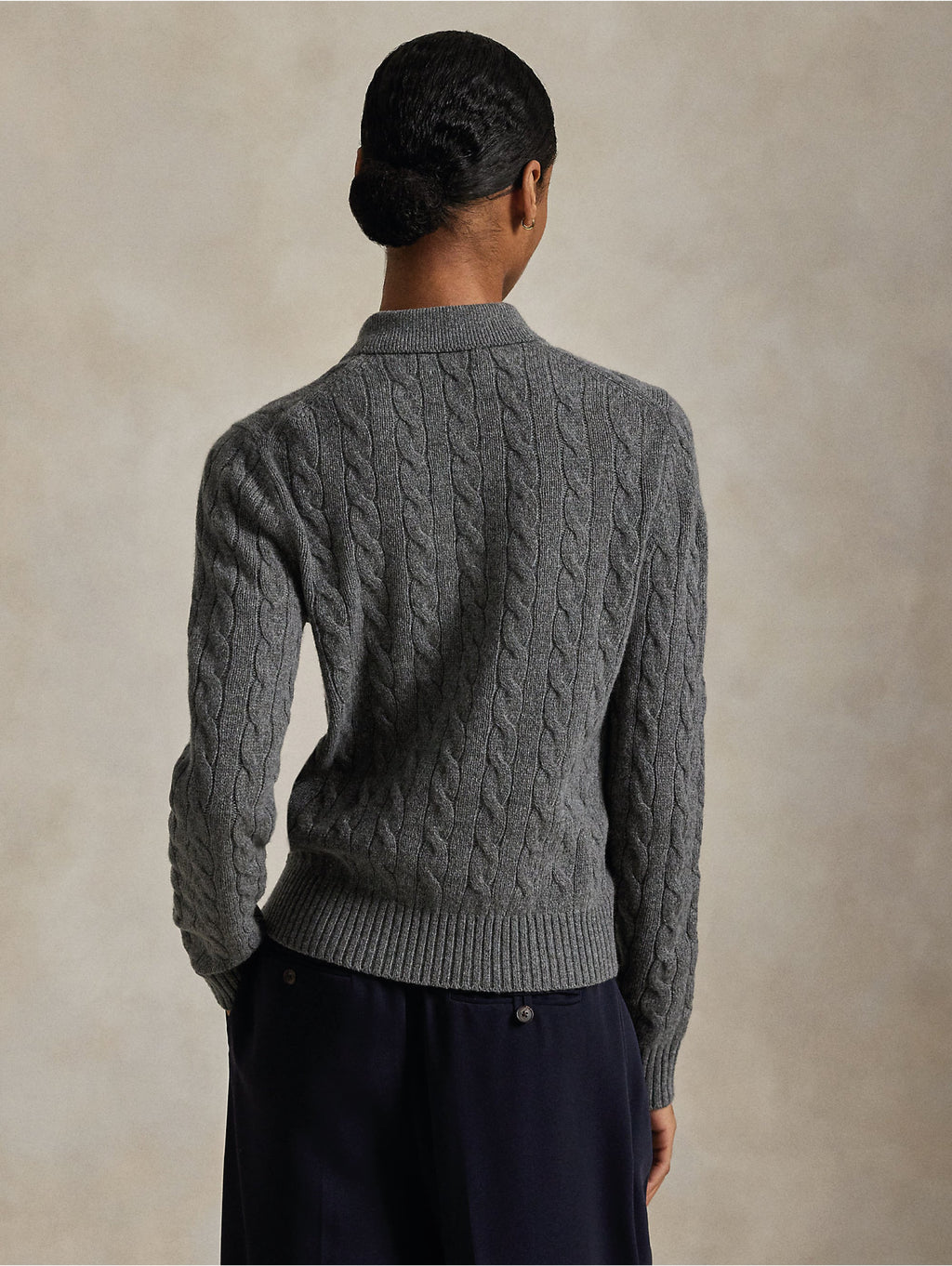 2026 New Arrival Maglia Polo a Trecce in Lana e Cashmere Grigio