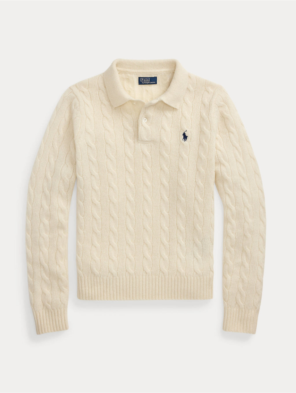 2026 New Arrival Maglia Polo a Trecce in Lana e Cashmere Crema