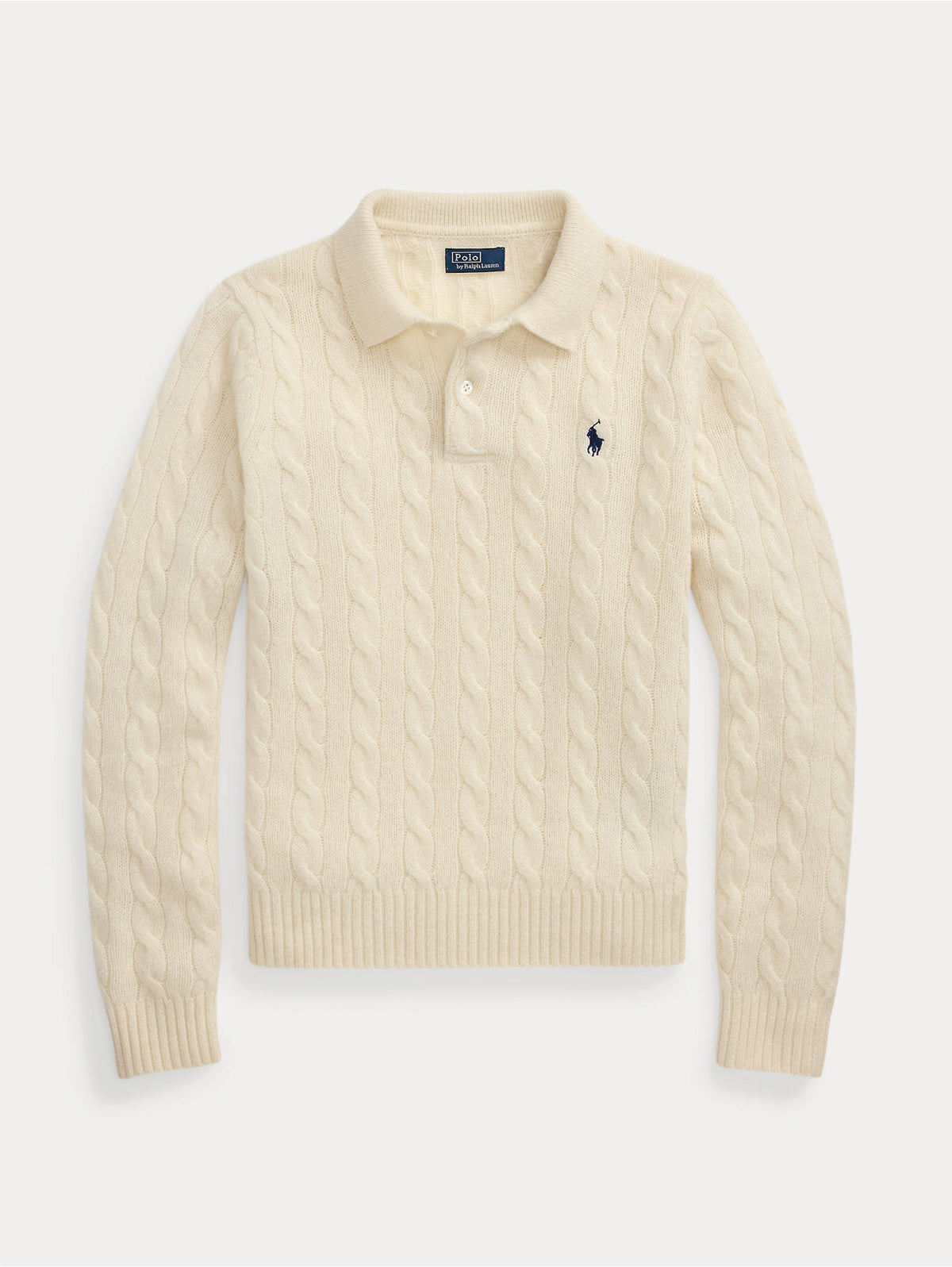 2026 New Arrival Maglia Polo a Trecce in Lana e Cashmere Crema