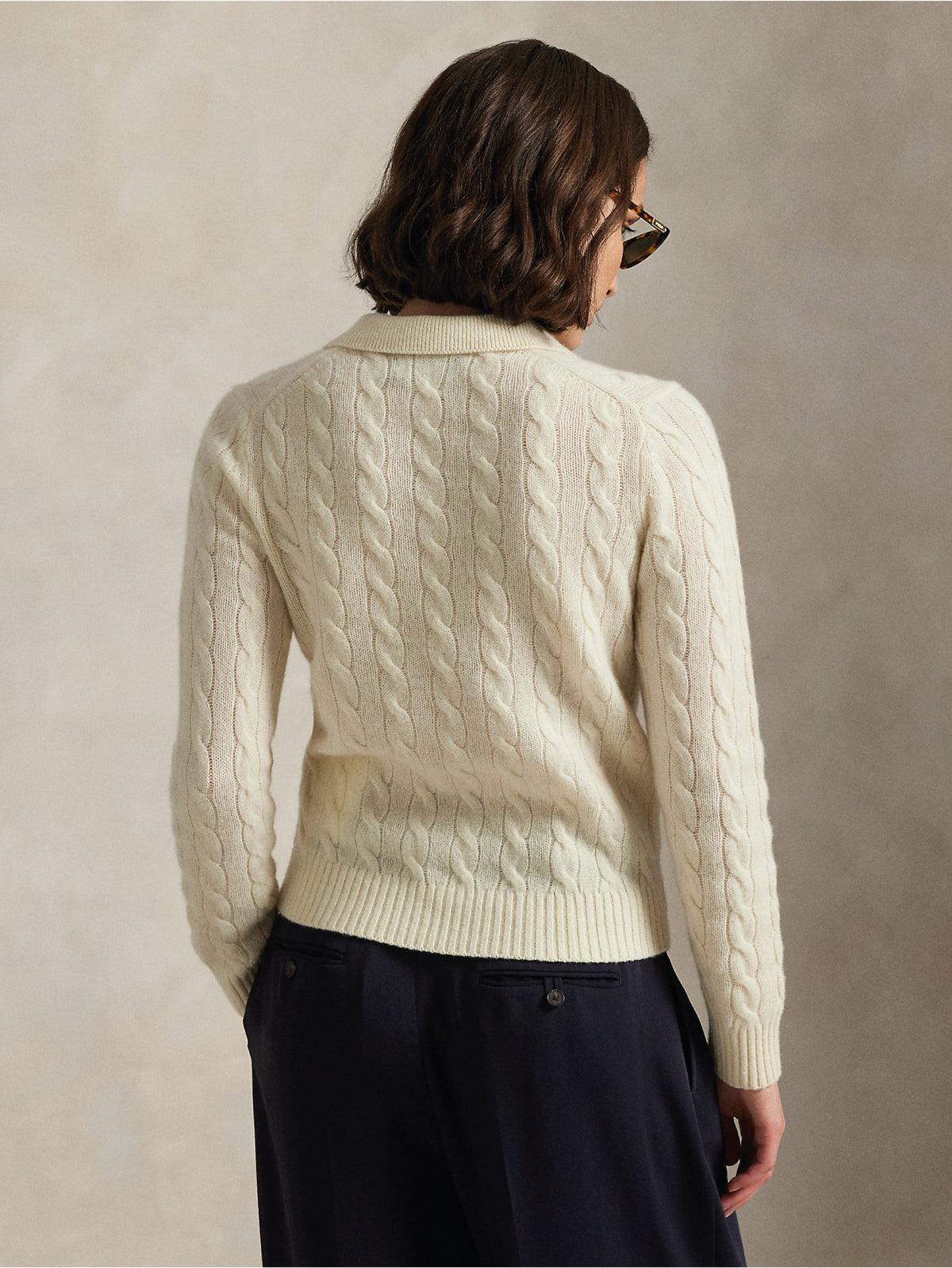 2026 New Arrival Maglia Polo a Trecce in Lana e Cashmere Crema