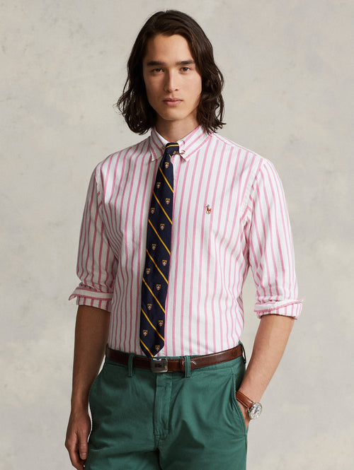 2026 New Arrival Camicia a Righe Custom Fit Rosa/Bianco