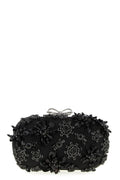 2026 New Arrival black satin floral crystal satin clutch