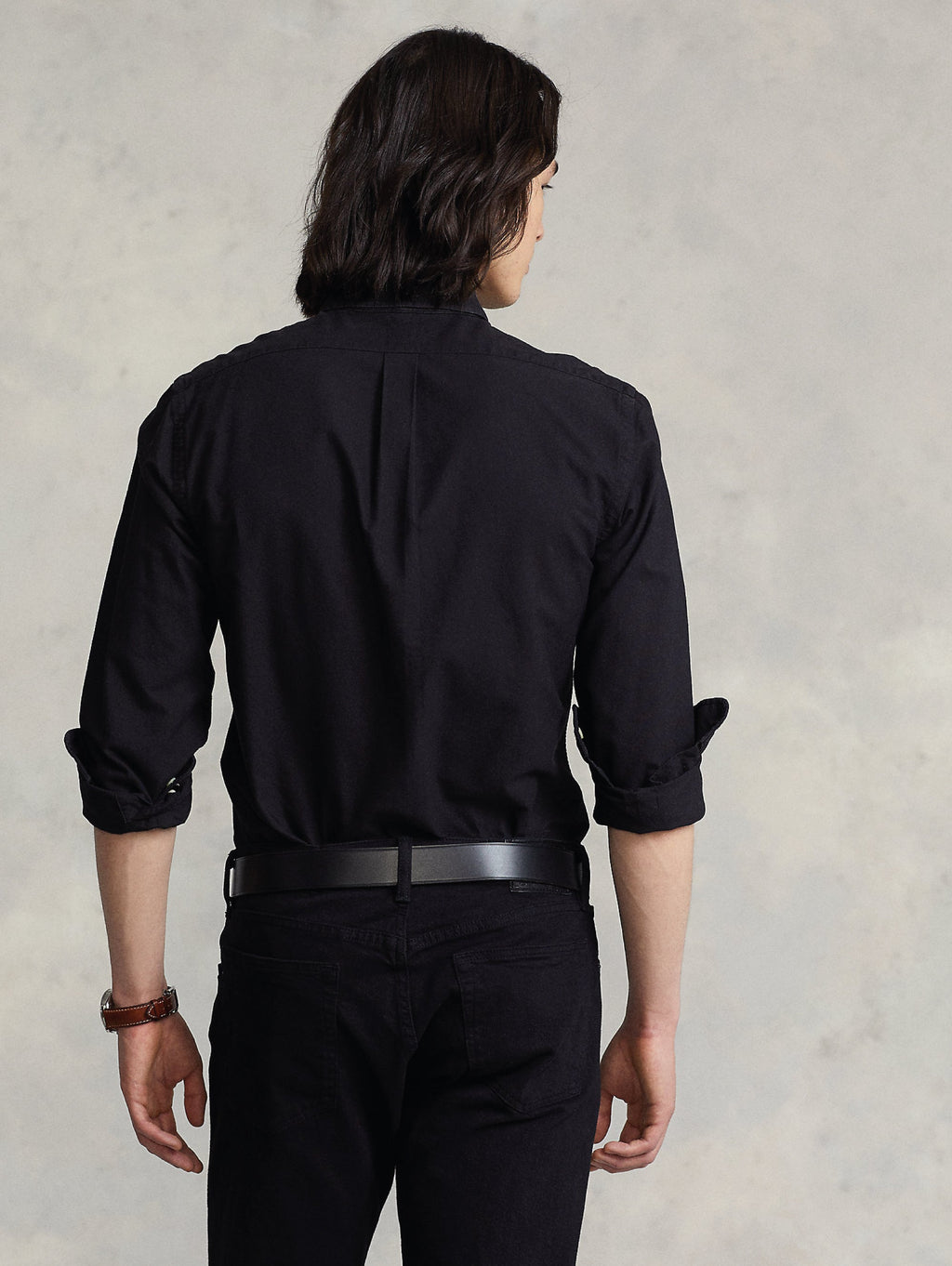 2026 New Arrival Camicia Oxford Tinta in Capo Slim Fit Nero