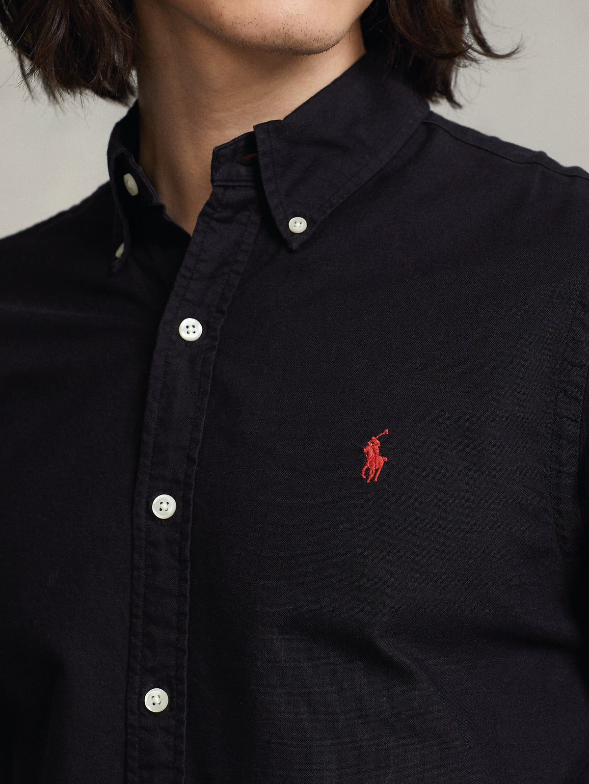 2026 New Arrival Camicia Oxford Tinta in Capo Slim Fit Nero