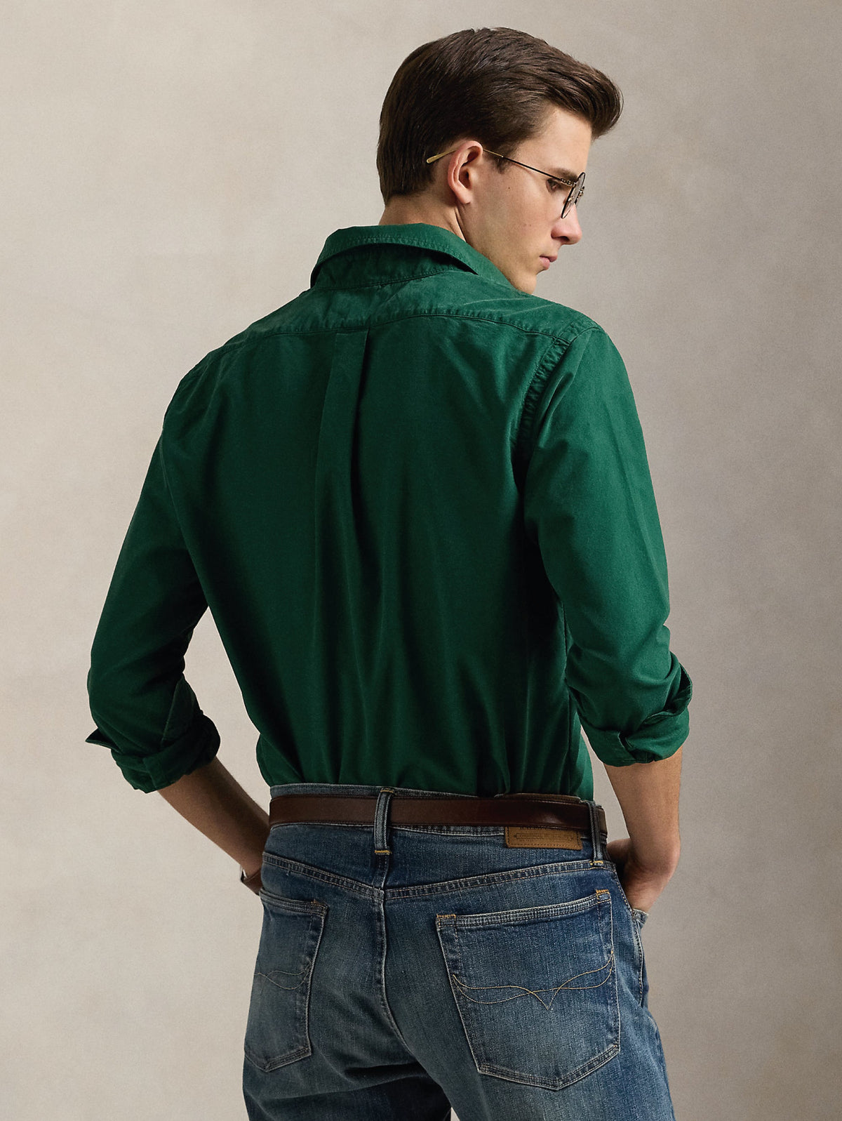 2026 New Arrival Camicia Oxford Slim Fit Tinta in Capo Verde