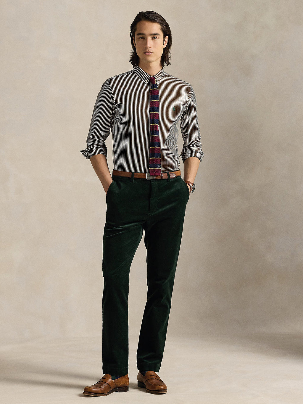 2026 New Arrival Camicia in Popeline Stretch a Righe Marrone/Bianco