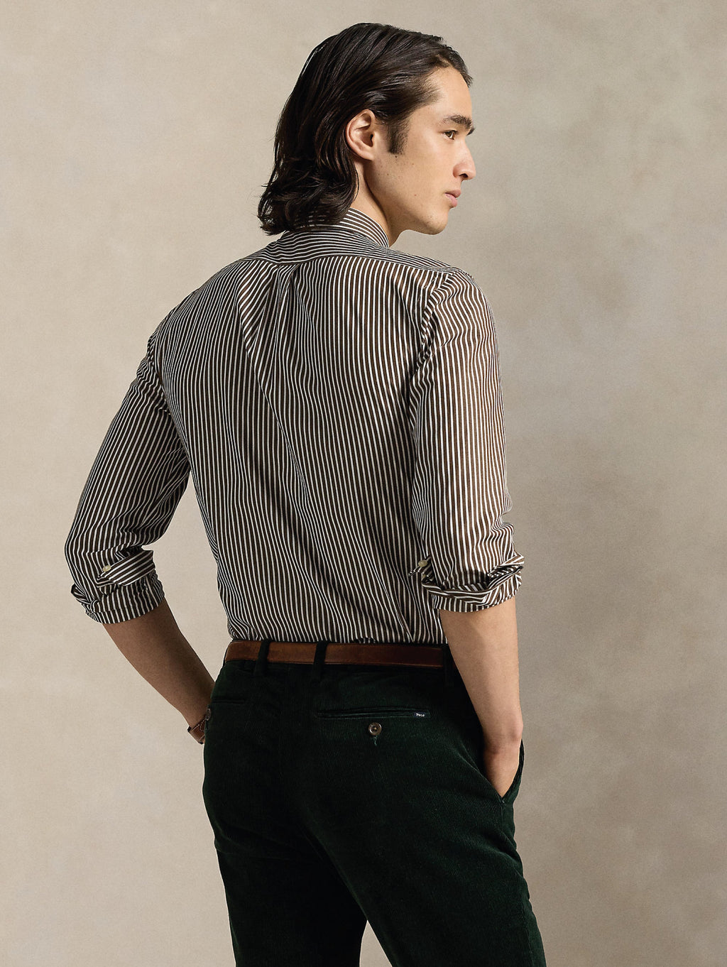 2026 New Arrival Camicia in Popeline Stretch a Righe Marrone/Bianco