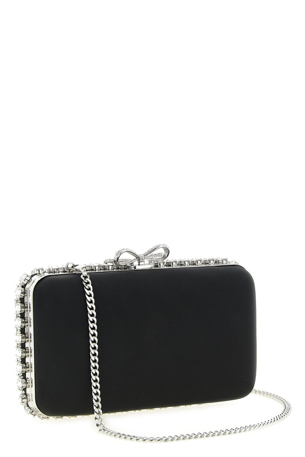 2026 New Arrival black satin crystal satin clutch