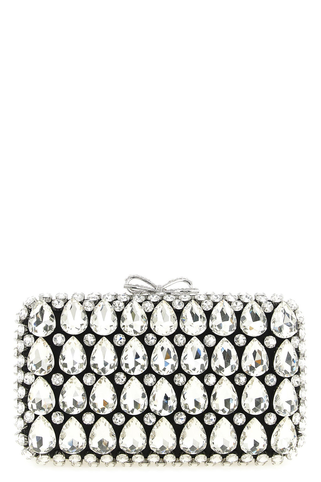 2026 New Arrival black satin crystal satin clutch