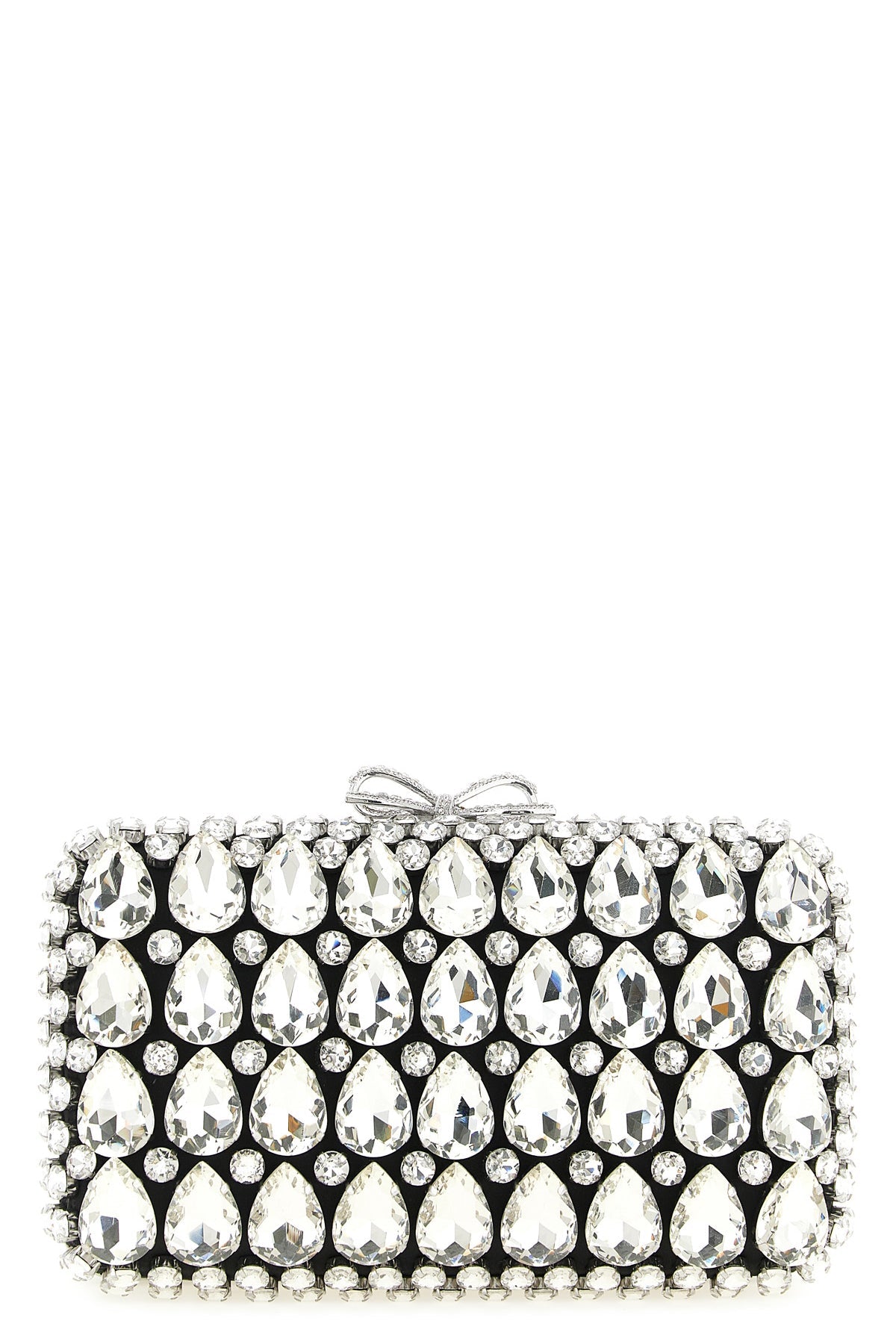 2026 New Arrival black satin crystal satin clutch