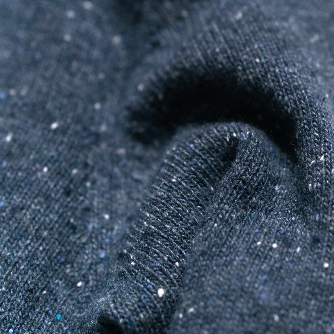 2026 New Arrival Quarter Button Wool Sweater | Navy Fleck
