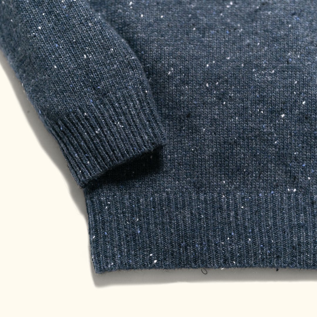 2026 New Arrival Quarter Button Wool Sweater | Navy Fleck