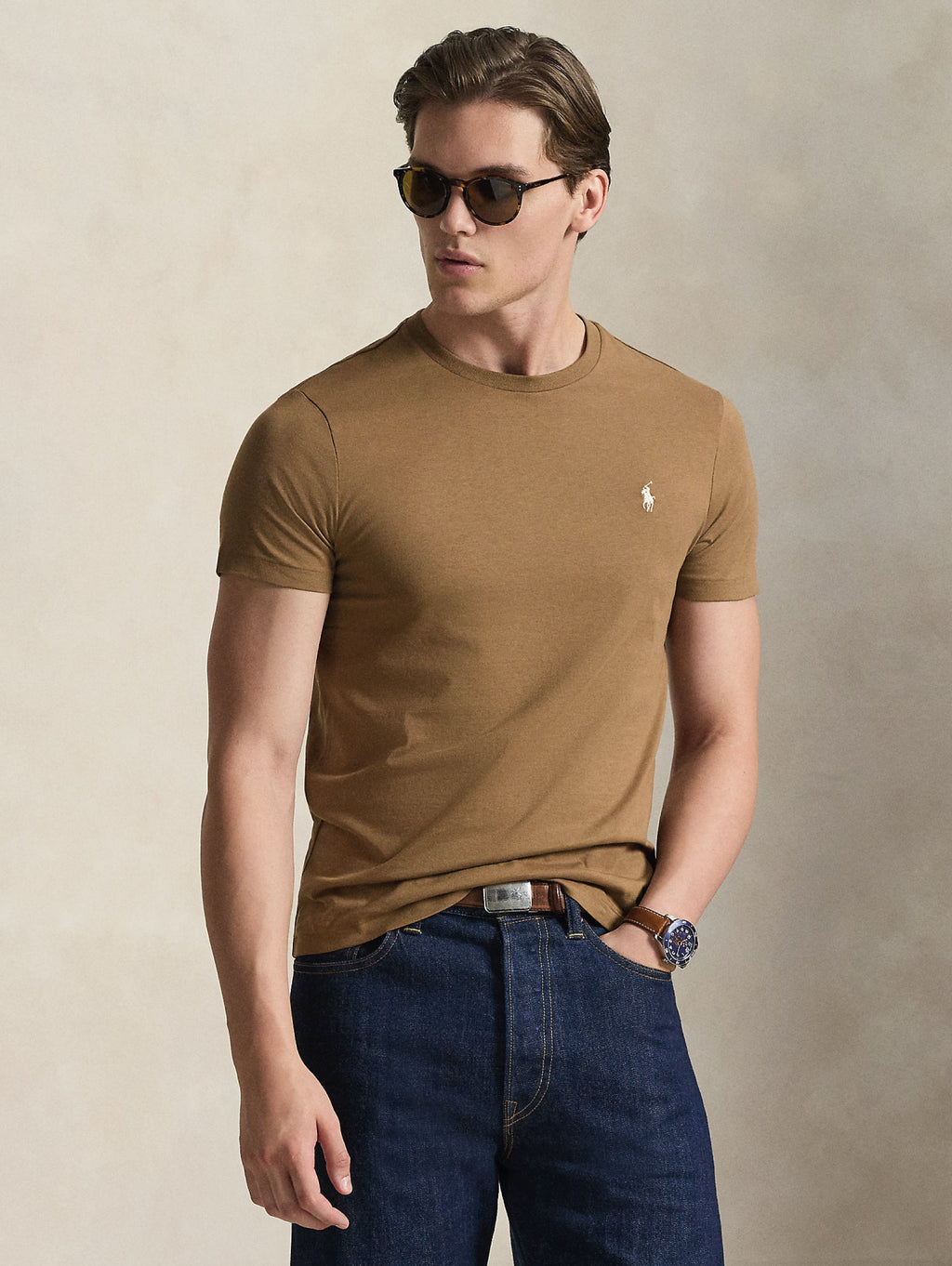 2026 New Arrival T-shirt Girocollo Custom Slim Fit Marrone