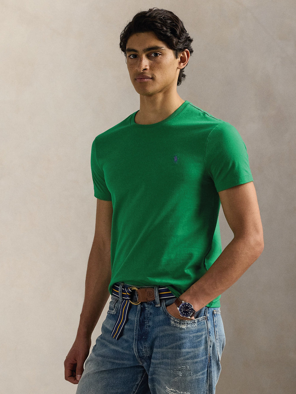 2026 New Arrival T-shirt Girocollo Custom Slim Fit Verde Prato