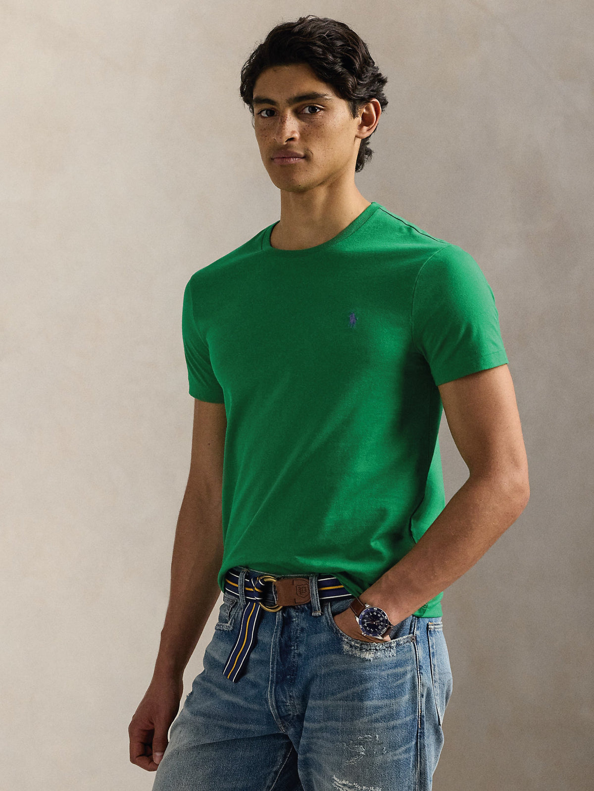 2026 New Arrival T-shirt Girocollo Custom Slim Fit Verde Prato