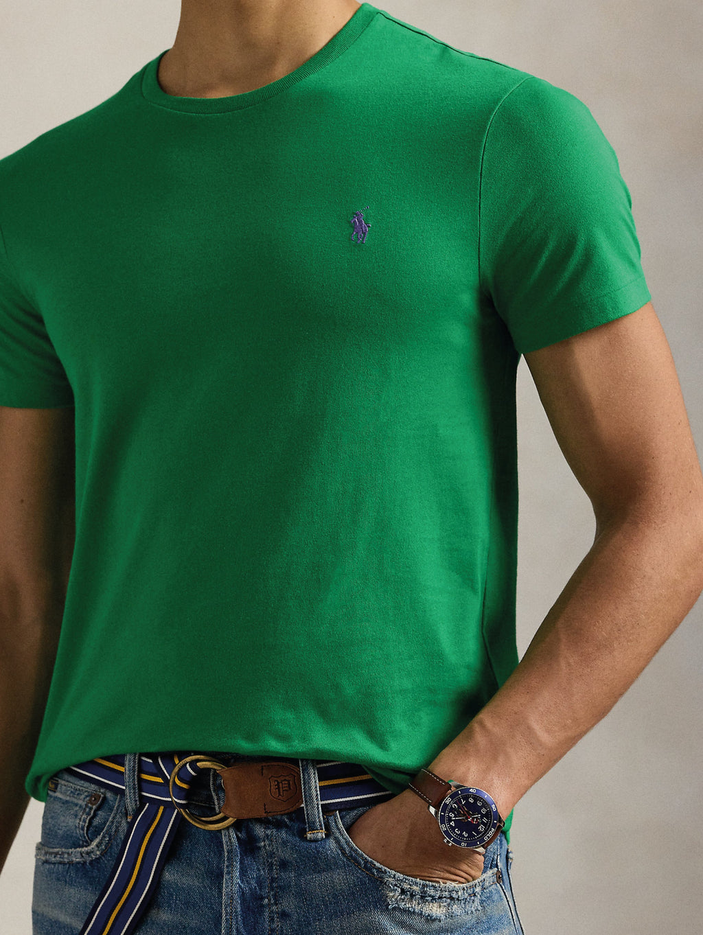2026 New Arrival T-shirt Girocollo Custom Slim Fit Verde Prato