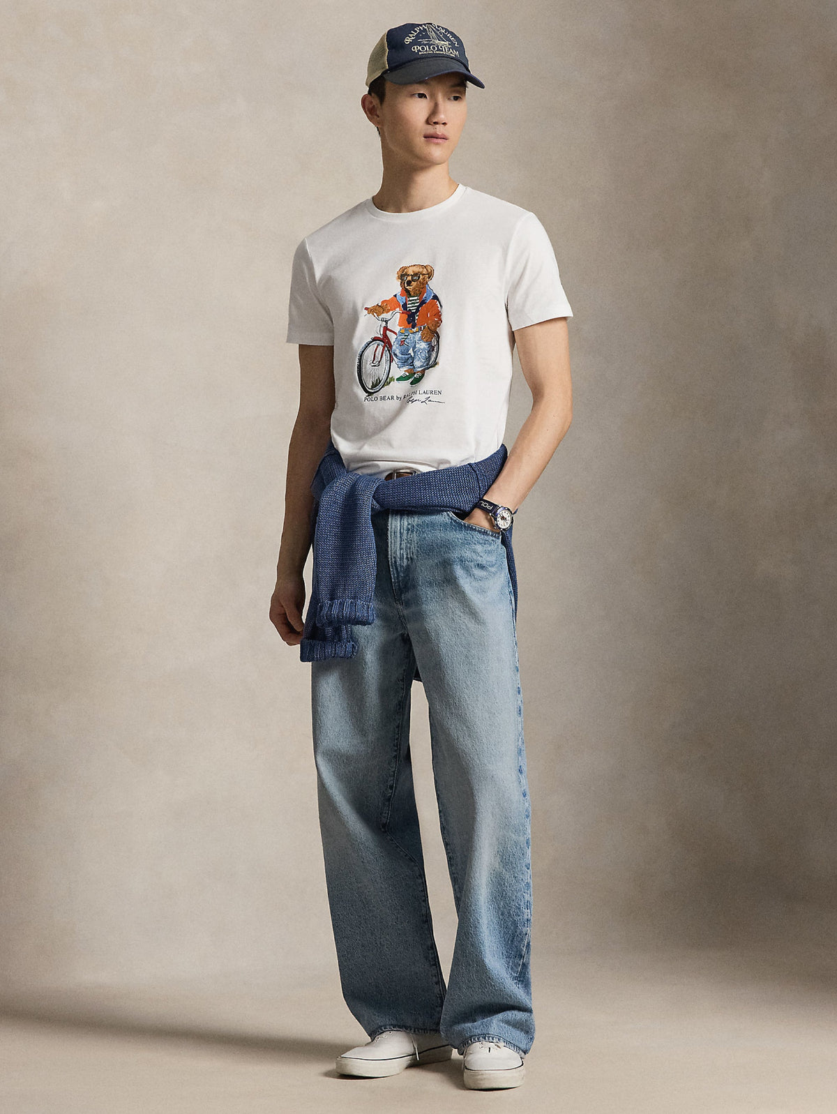 2026 New Arrival T-shirt Custom Slim con Polo Bear in Bici Bianco
