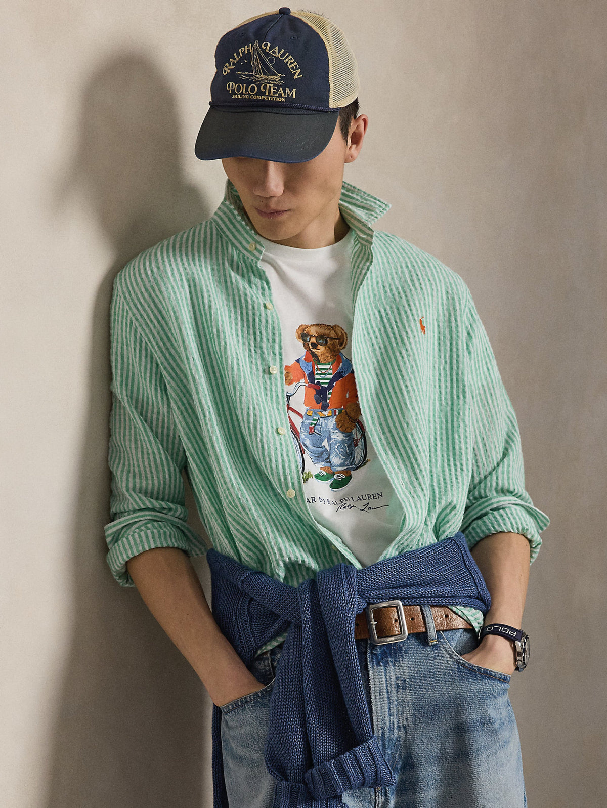 2026 New Arrival T-shirt Custom Slim con Polo Bear in Bici Bianco