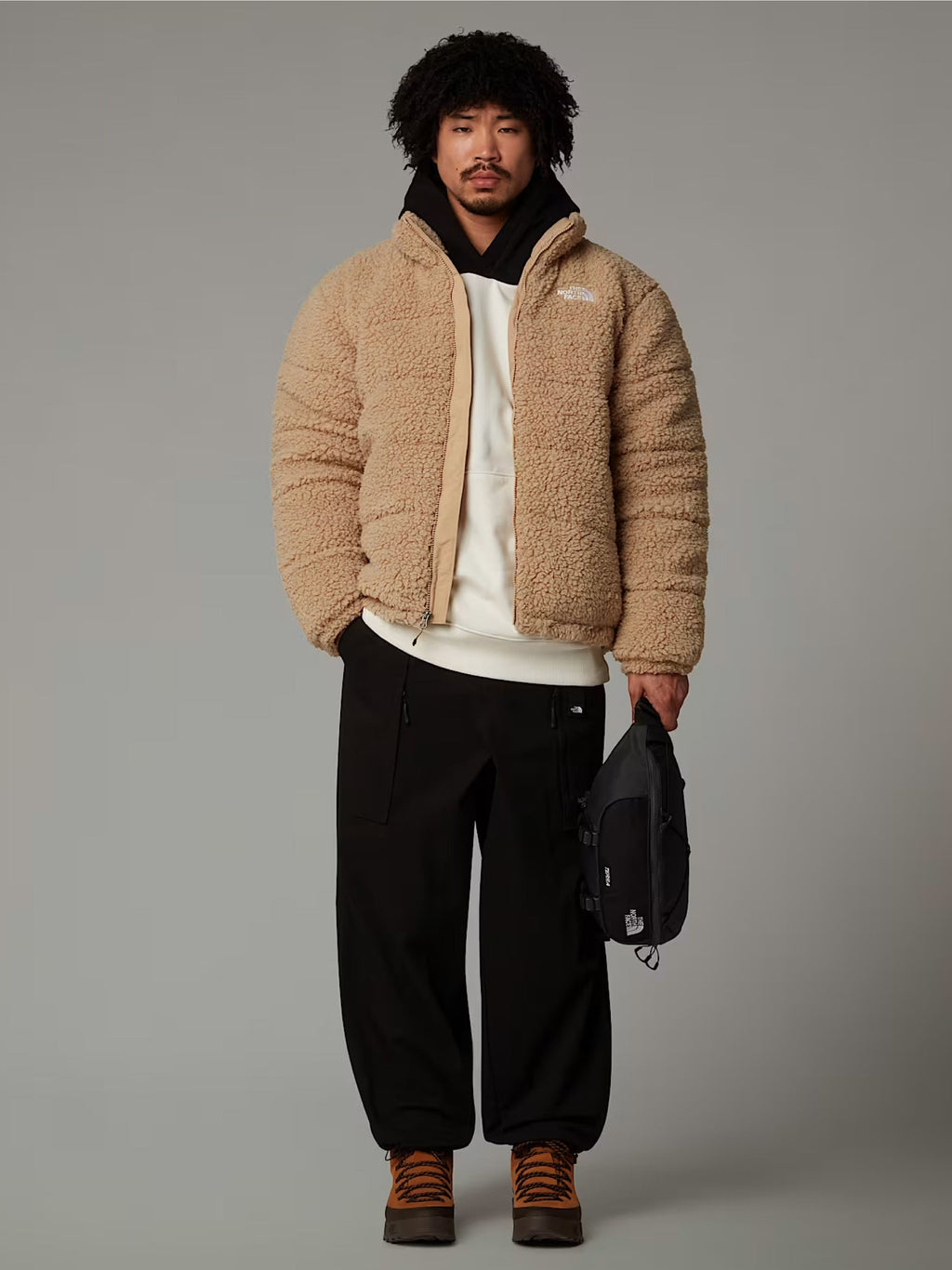 2026 New Arrival Giacca da Uomo in Pile a Pelo Lungo Beige