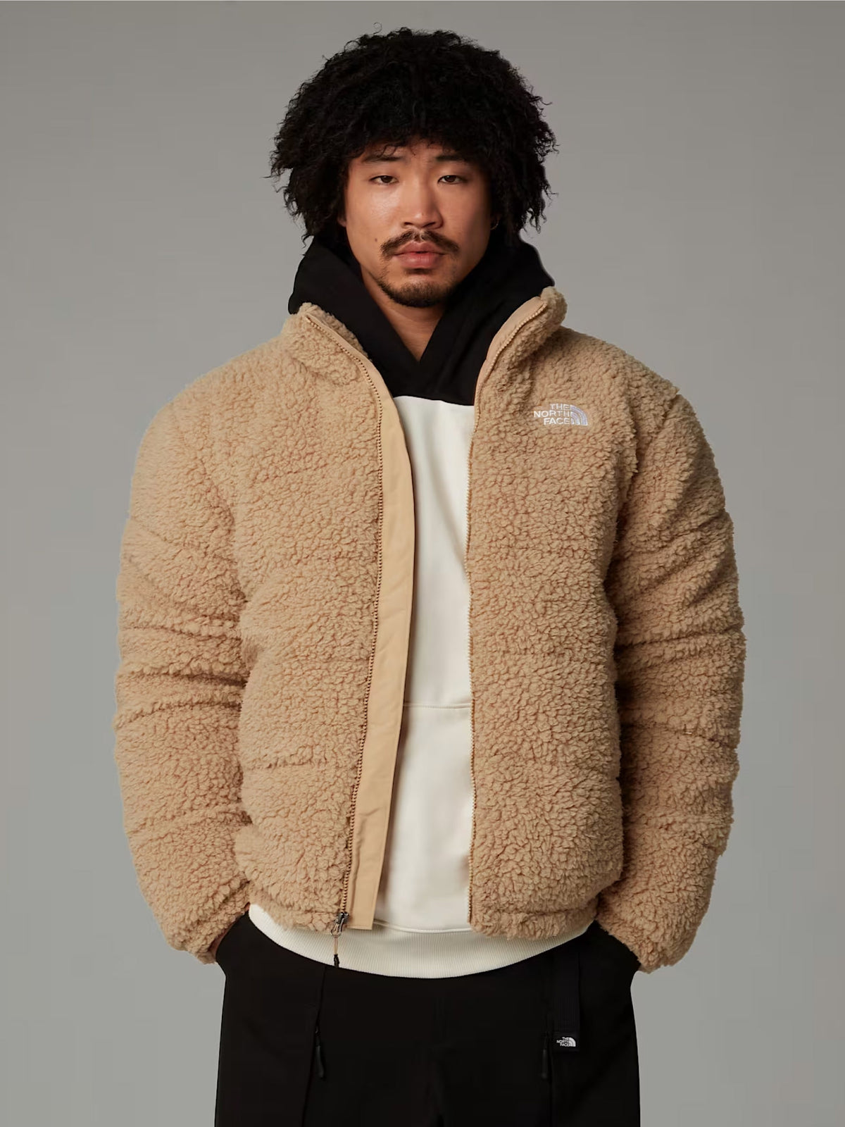 2026 New Arrival Giacca da Uomo in Pile a Pelo Lungo Beige