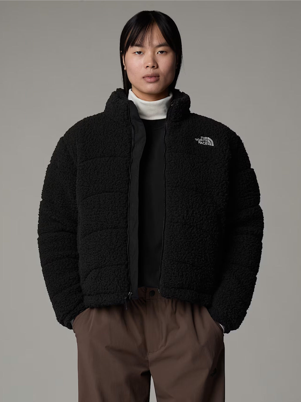 2026 New Arrival Giacca in Pile a Pelo Lungo Nero