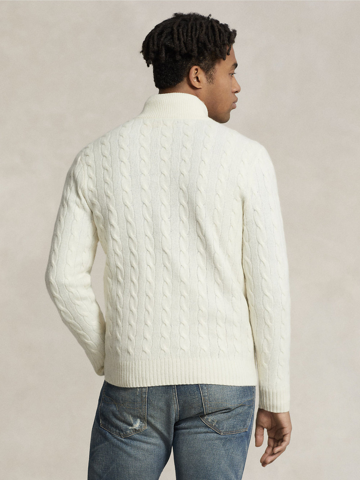 2026 New Arrival Maglia Mezza Zip a Trecce Crema