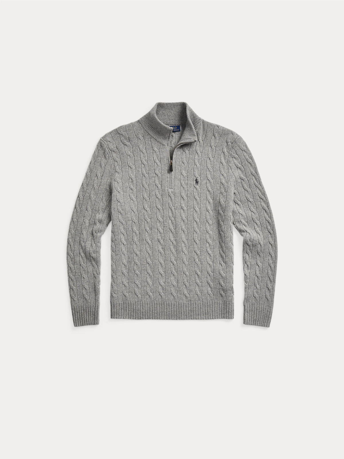 2026 New Arrival Maglia Mezza Zip a Trecce Grigio