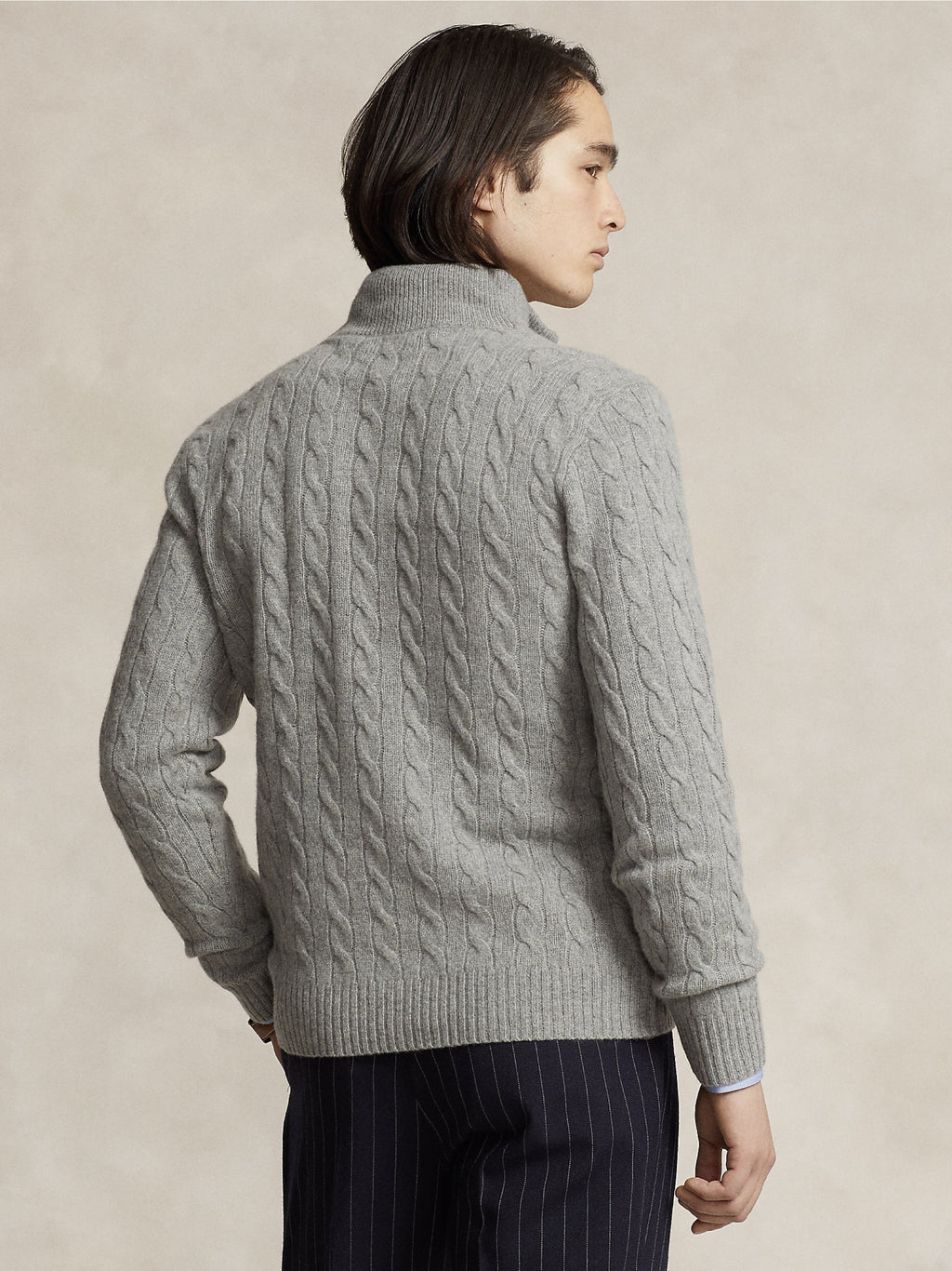 2026 New Arrival Maglia Mezza Zip a Trecce Grigio