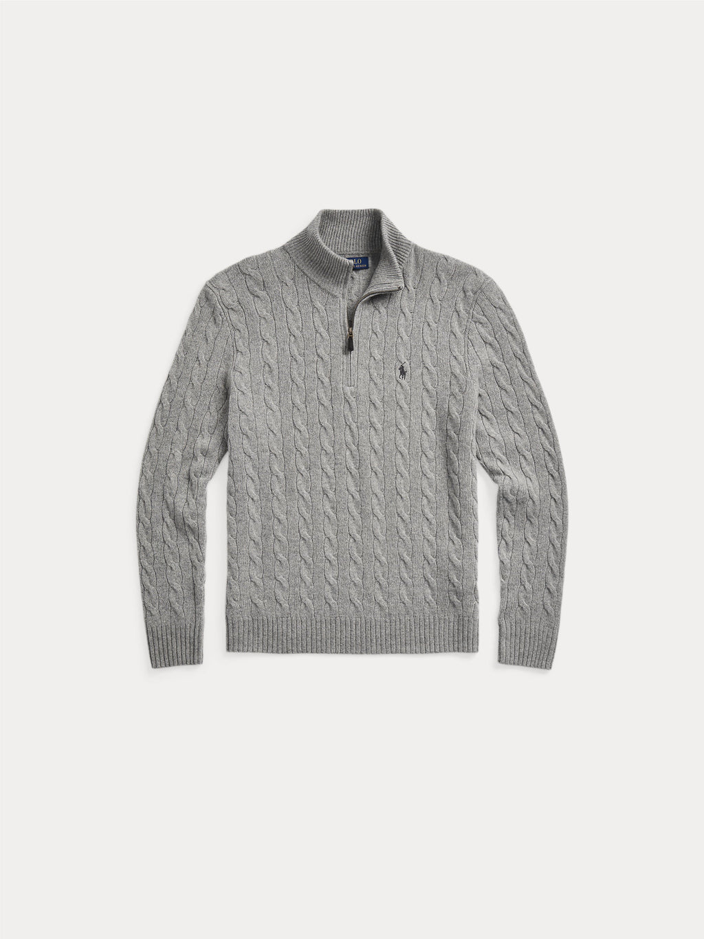 2026 New Arrival Maglia Mezza Zip a Trecce Grigio