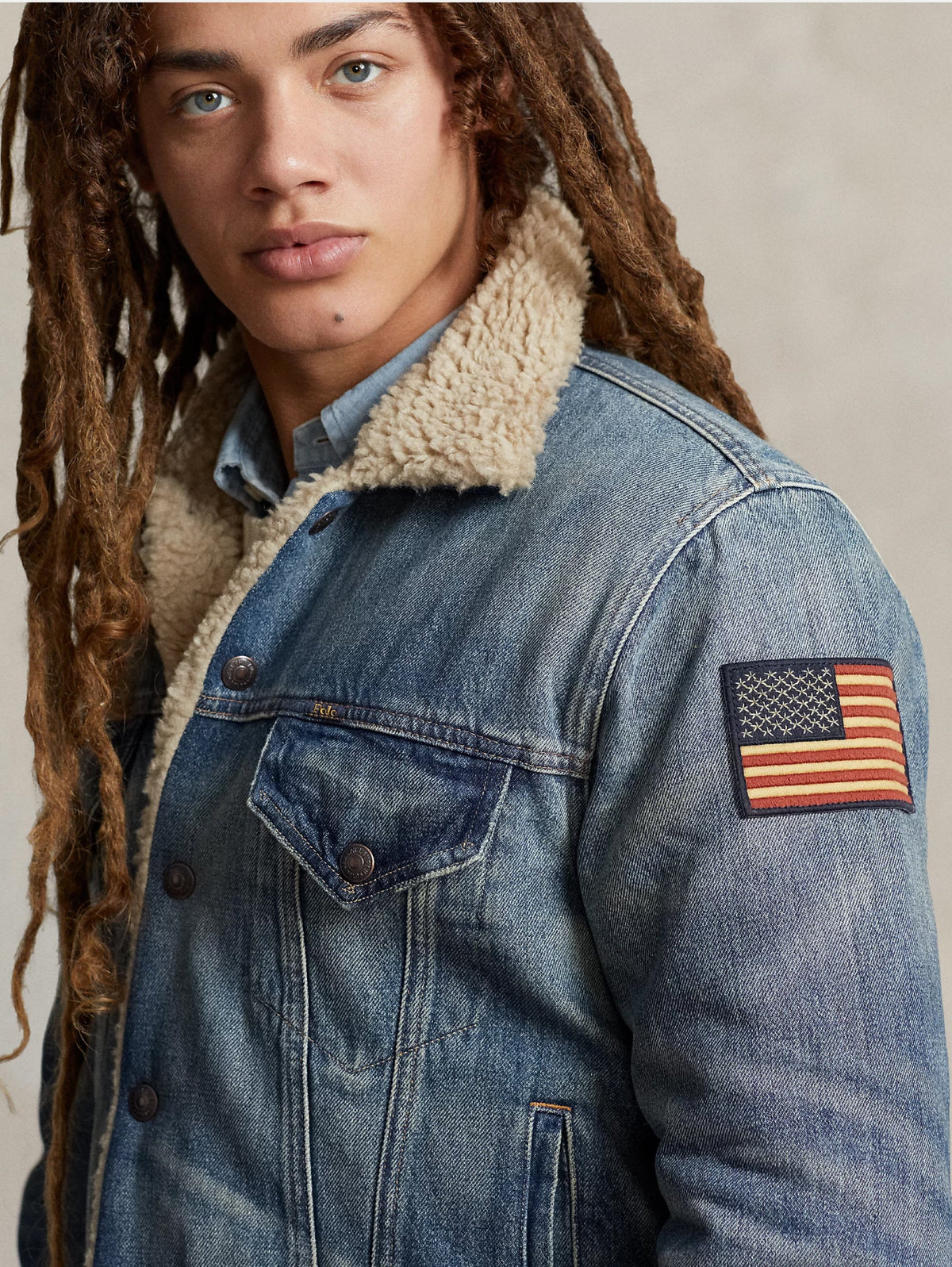 2026 New Arrival Giacca in Denim con Fodera in Pile Blu
