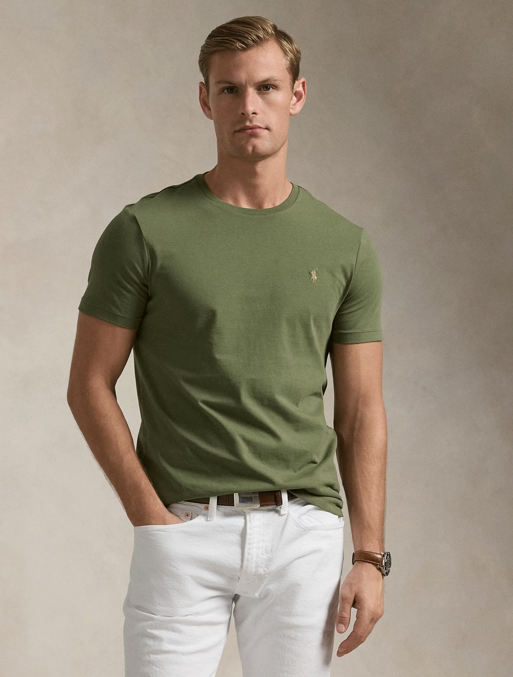 2026 New Arrival T-shirt Girocollo Custom Slim Fit Verde Militare