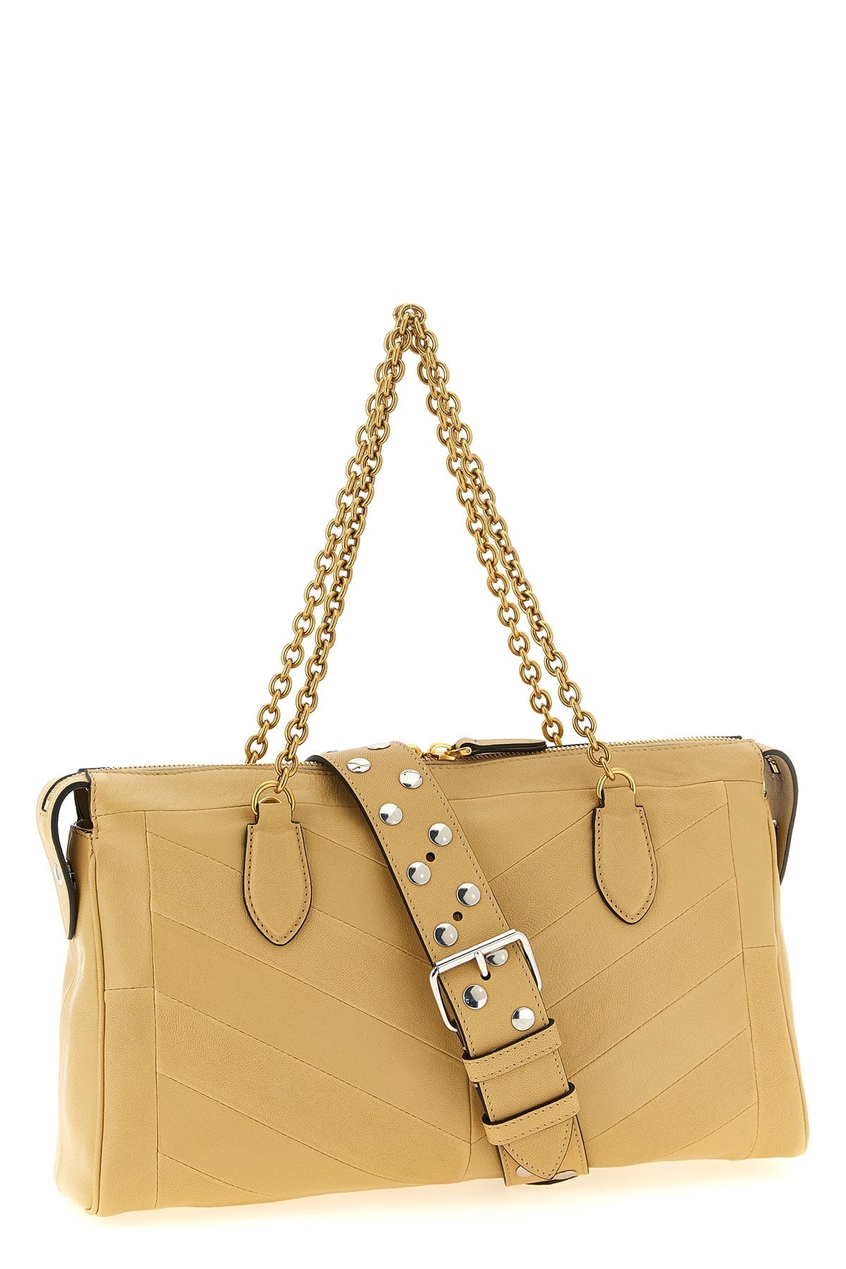 2026 New Arrival panthea patchwork shoulder bag in glossy nappa leather and matte chevron patte
