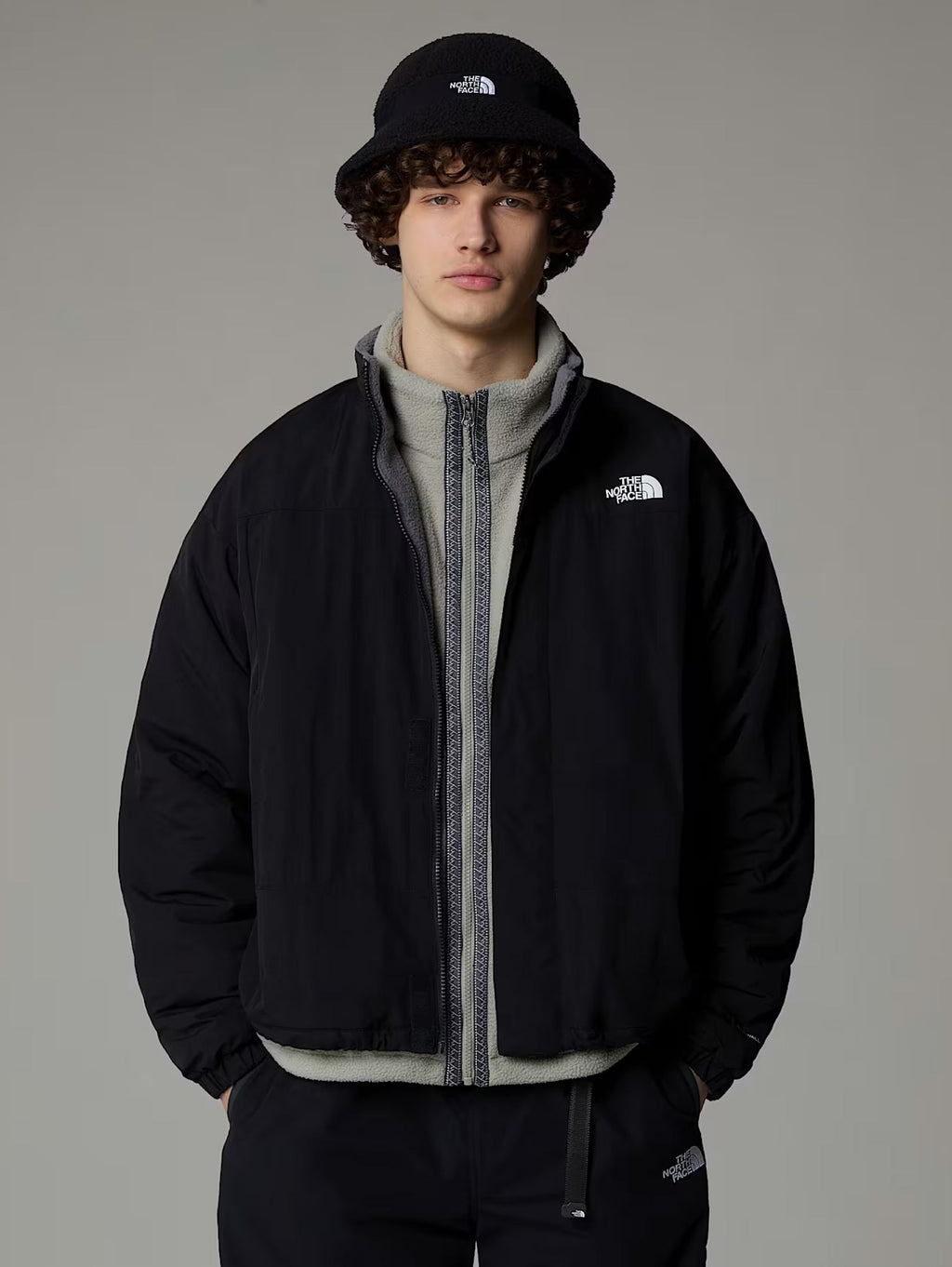 2026 New Arrival Giacca da Uomo in Pile Reversibile Yumiori Grigio/Nero