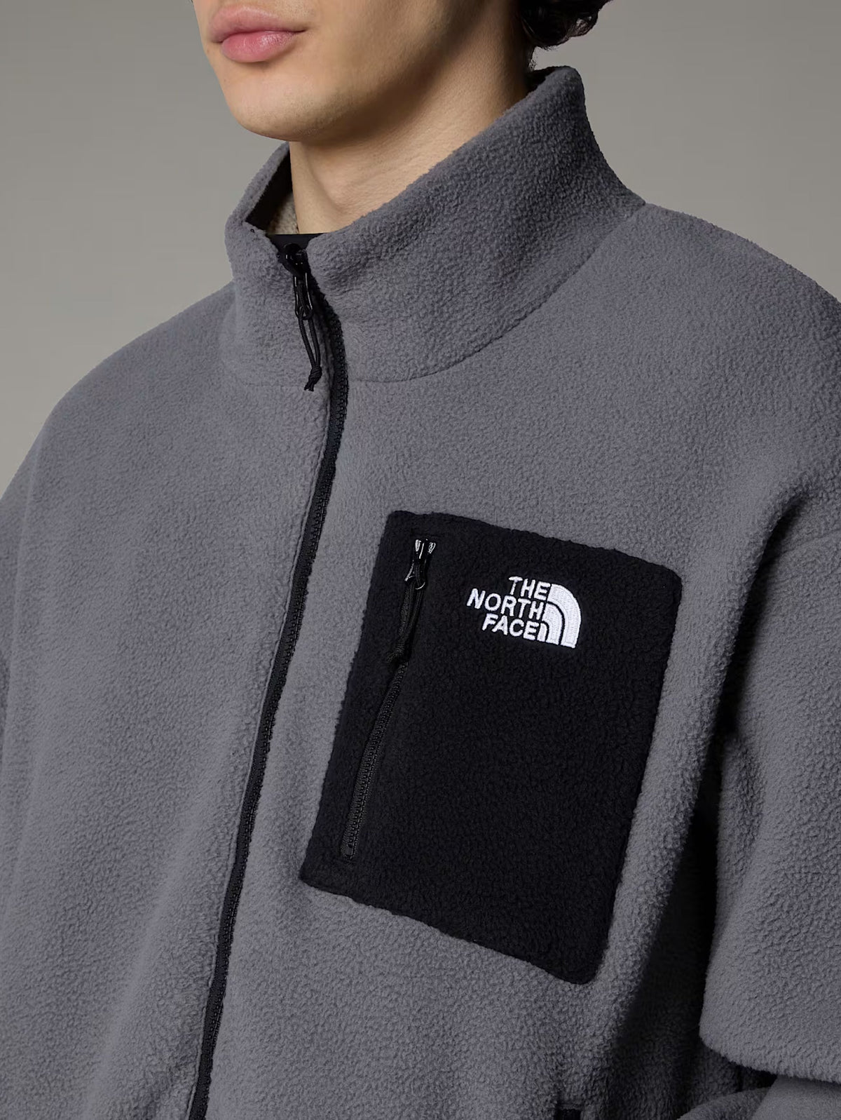 Giacca da Uomo in Pile Reversibile Yumiori Grigio/Nero