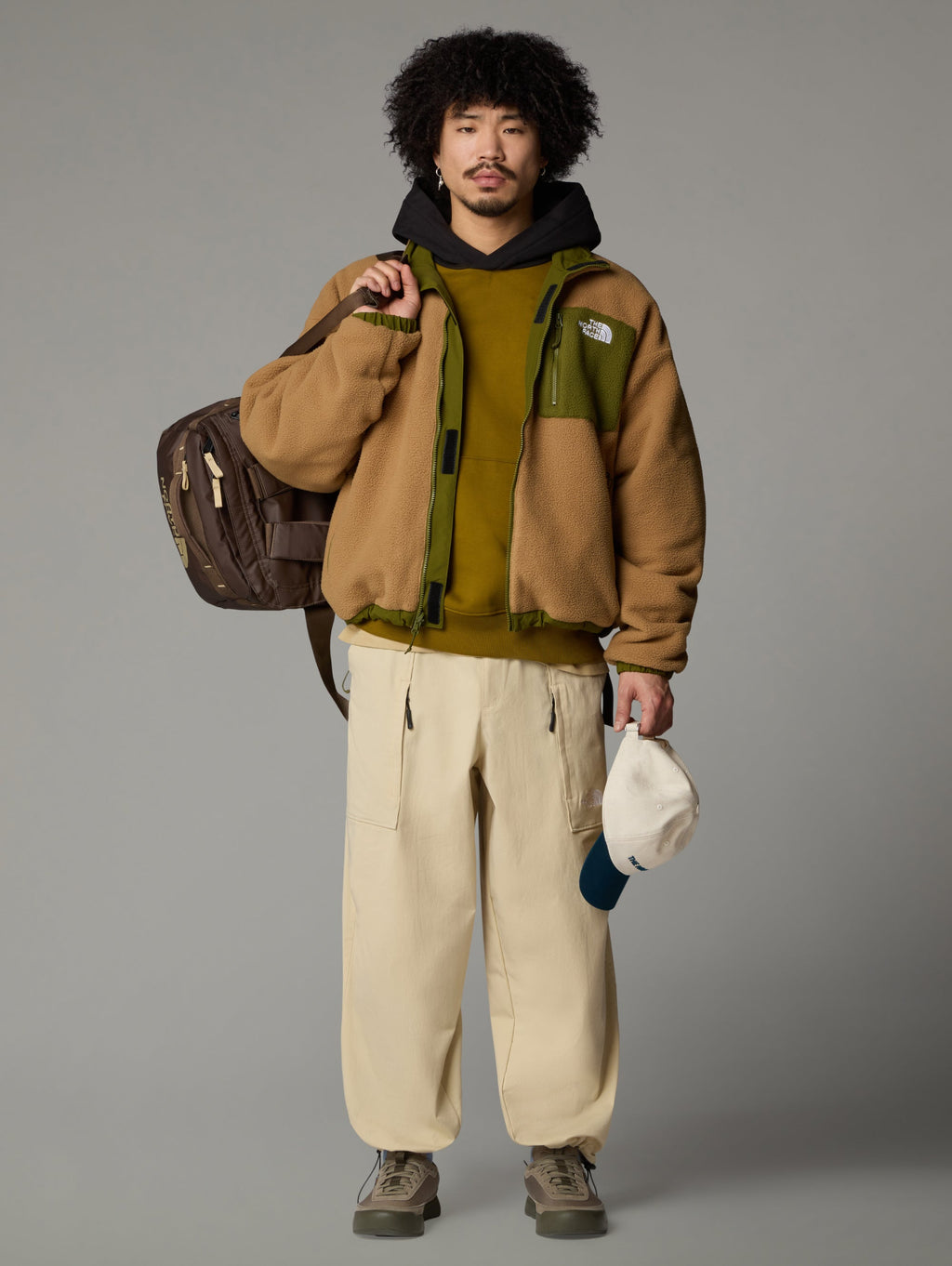 2026 New Arrival Giacca da Uomo in Pile Reversibile Yumiori Beige/Verde