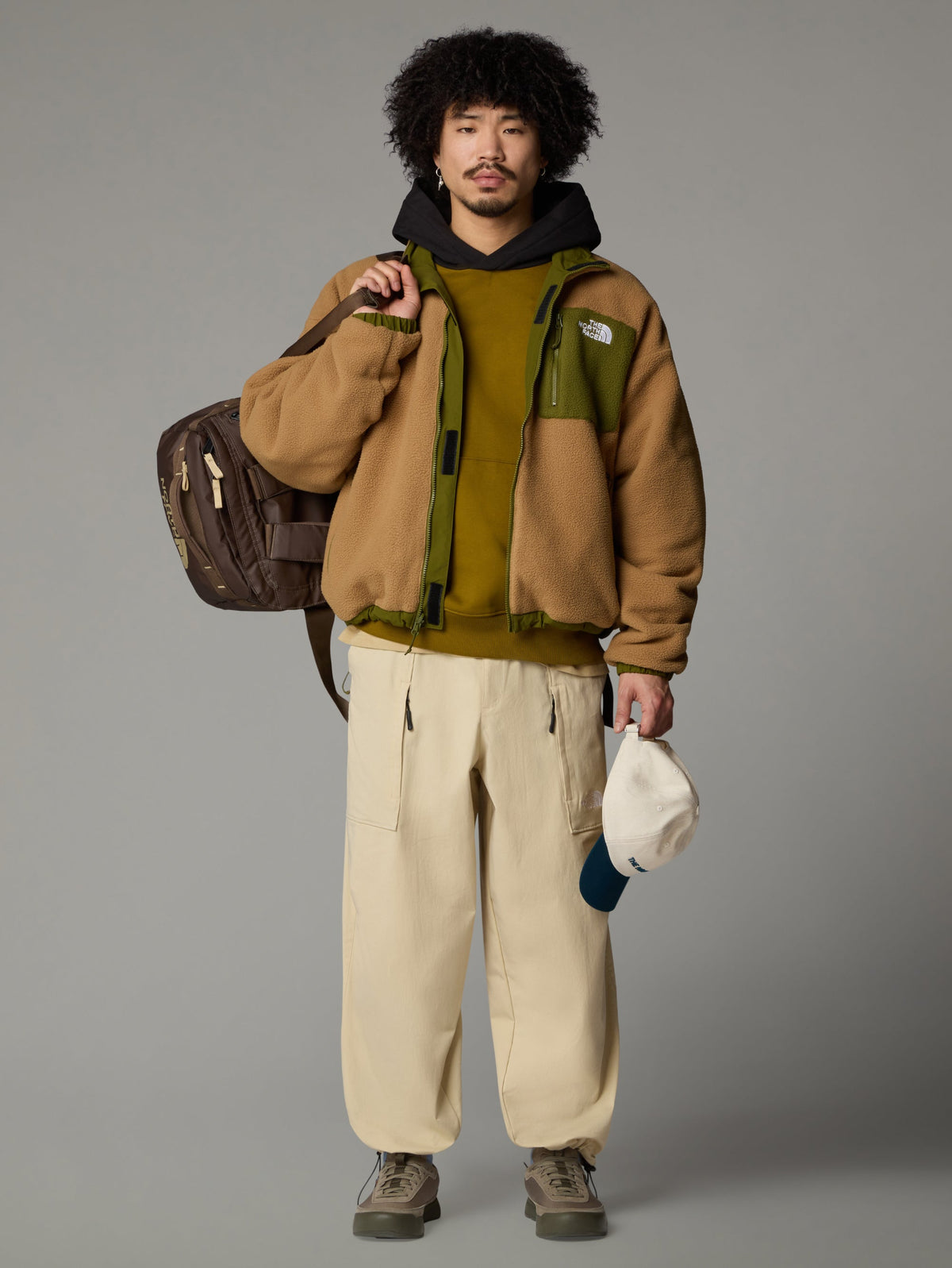 2026 New Arrival Giacca da Uomo in Pile Reversibile Yumiori Beige/Verde